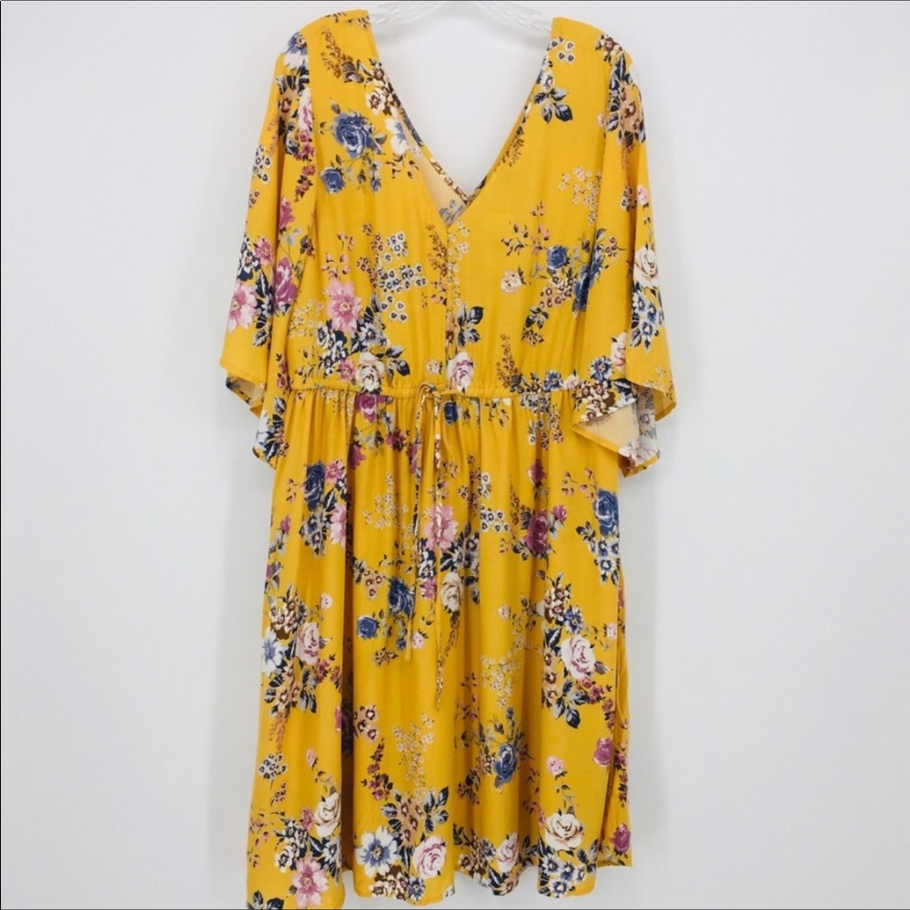 NWT Torrid Yellow Floral Challis Midi Dress
